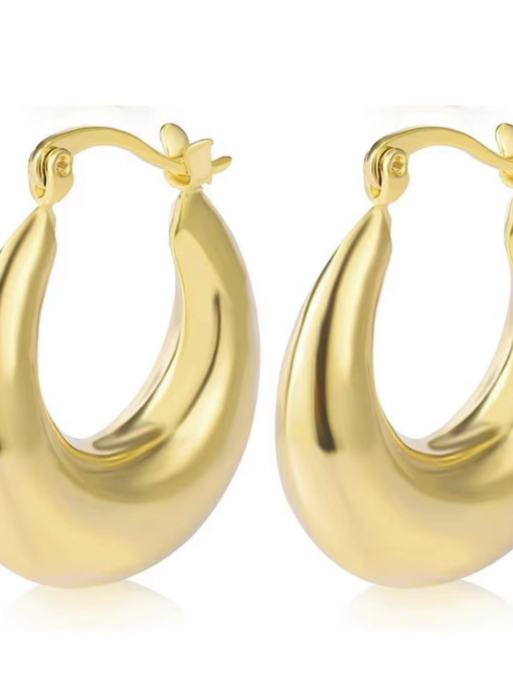 Gold Thick Hoop Earrings - Women Jewelry